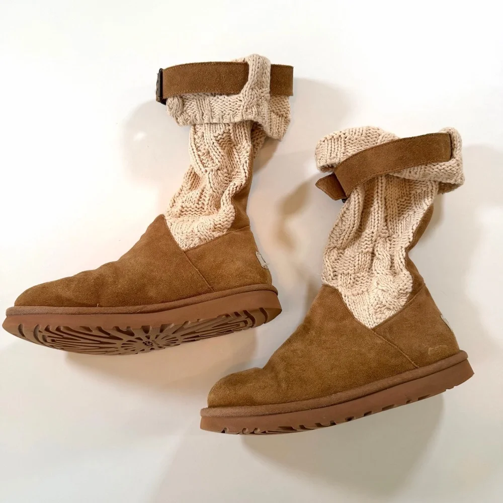 UGG Cambridge Chestnut Boots Slouch Suede Fold Over Women’s 7